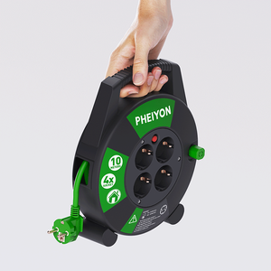 Pheiyon CE GS Compact 10M H05VV-F CEE Boîtier de câblage 4 prises Schuko 16A 250V avec disjoncteur thermique IP20 Enrouleur de câble domestique DIY ODM OEM - Product Image 4