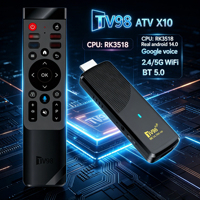 Precio de Fábrica TV98 ATV X10 Fire TV Stick 8K Allwinner H313 Quad Core 5GHz WIFI BT Control Remoto por Voz 2GB/8GB Android 14 1 Año