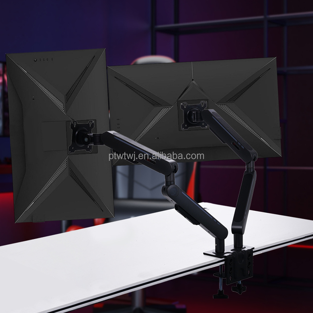 Wholesale Gas Spring Dual Screen Heavy Duty Monitor Arm Stand with 32 Inches Support in Stock