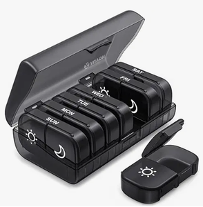 Boîte à pilules de voyage de 7 jours <span class=keywords><strong>AM</strong></span> <span class=keywords><strong>PM</strong></span> hebdomadaire vitamine médecine huile de poisson organisateur de matière plastique - Product Image 1