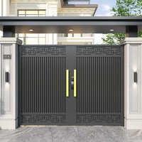 Porte battante simple/double en fer forgé en alliage d'aluminium pour cour de villa, design moderne, porte à persiennes imperméable