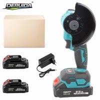 Meuleuse d'angle sans fil DERUIDA 21V, mini, sans balais, 2 batteries, chargeur, outil électrique portatif pour la découpe et le polissage des métaux