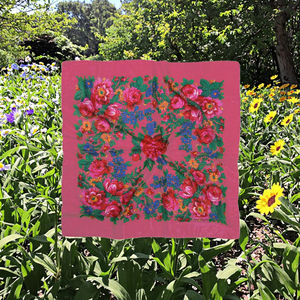 Foulard ethnique respirant en acrylique pour femme, imprimé floral, 110*110cm, style russe, multi-usage, pour le cou et la tête - Product Image 3