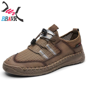 Zapatos Casuales de Exterior Hechos a Mano con Costuras de Malla de Cuero de Talla Grande - Product Image 5