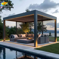 Pergola sur mesure - Pergola moderne en aluminium avec toit à lames motorisées certifiée CE pour terrasse commerciale et restaurant