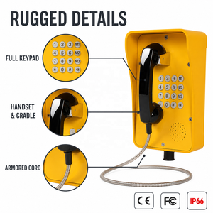Téléphone mural à clavier complet IP66 résistant aux intempéries avec balise d'avertissement et options de haut-parleur externe pour téléphonie industrielle ferroviaire - Product Image 2