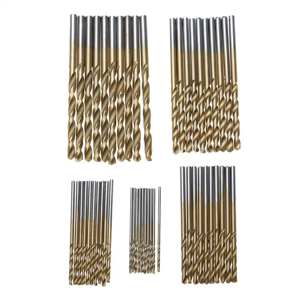 Factory Industrial 50PC High Speed Steel Titanium Coated Micro Twist Drill Bit Set with 10pc Each 1.0mm 1.5mm 2.0mm 2.5mm 3mm