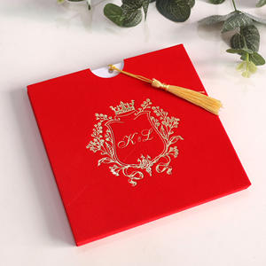 Enveloppes de poche en velours en gros, cartes d'<span class=keywords><strong>invitation</strong></span>, estampage à chaud, souvenirs de mariage, emballage rouge, cartes de vœux - Product Image 4