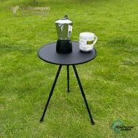 Table pliante ronde en ABS pour l'extérieur avec base en tréteaux, design minimaliste portable pour le camping et la terrasse, 2 places