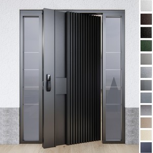 Porte d'entrée extérieure pivotante moderne BASEN avec panneau en verre, structure antivol en acier inoxydable pour villa - Product Image 3