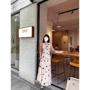 Falda Midi de Gasa con Estampado de Puntos Ouyang para Mujer, Cintura Alta, Corte en A, Plisada, Estilo Retro Francés, Transpirable, para Verano - Product Image 4