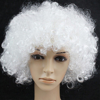 120G pas cher Afro synthétique perruques Football Fans perruque coloré cheveux bouclés fête drôle moelleux cheveux Clown perruque