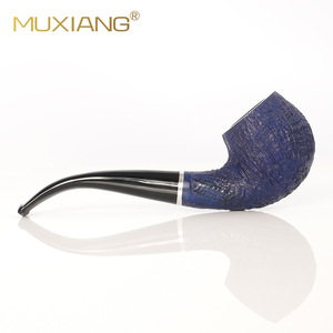 Muxiang Wood Carved Bent Tobacco Pipe 9mm Carbon Filter Smoking Pipe - Product Image 4