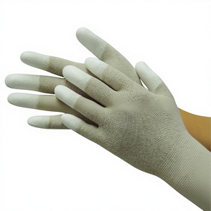 Gants antistatiques ESD en fil de cuivre conducteur et enduits de PU avec paume antidérapante et poignet en tricot - Product Image 1