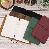 Couverture de carnet A5 en cuir PU vintage avec poches, personnalisable, rechargeable, pour agenda, journal de voyage