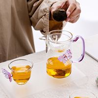 Set hittebestendige, BPA-vrije glazen mokken met schattige unisex vlinderdierenhandvatten van borosilicaatglas, geschikt voor thuis, kantoor, school en als cadeau.
