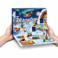 Calendario de Adviento de Navidad, juego de bloques de construcción, juguete de construcción STEM, modelo de pueblo de invierno, kit de cuenta regresiva para las fiestas, regalo para niños