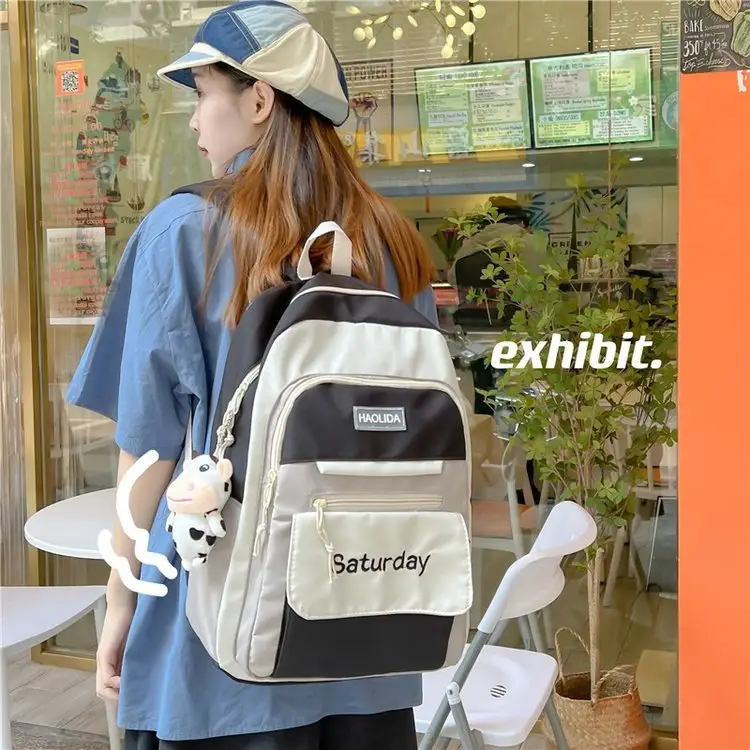 Mochila de ombro para estudantes internacionais, mochila escolar feminina moderna para viagens ao ar livre, mochila grande para computador