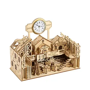 Fábrica de Santa corte a laser de madeira 3D Puzzle Jigsaw Brinquedos Puzzles Madeira para crianças DIY Game Set Unisex