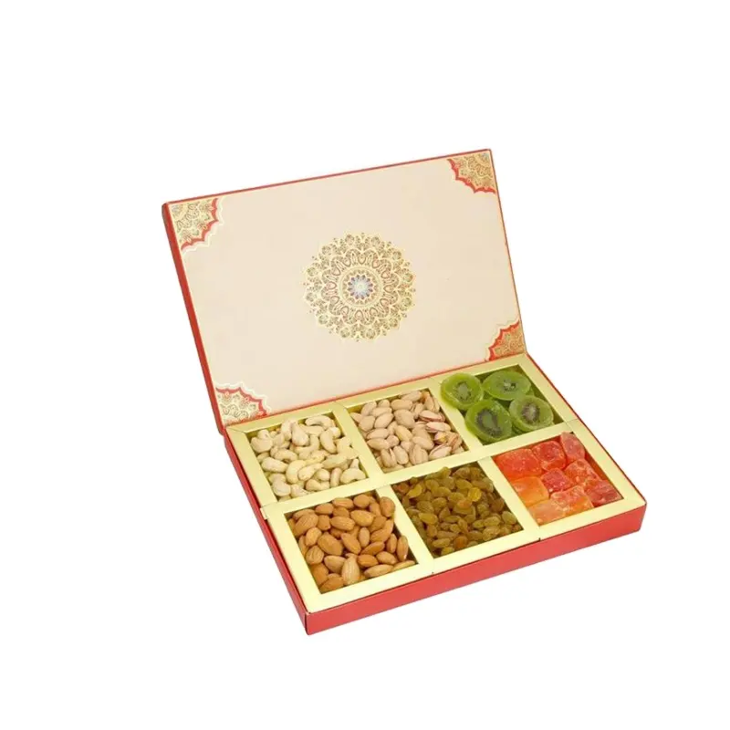 Custom Luxe Fancy Papier Diwali Gift Droog Fruit Verpakking Dozen