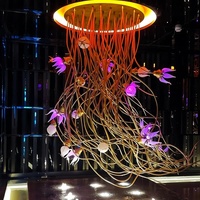 Lampe à fleurs dynamique de style branche, à ouverture/fermeture automatique, avec mécanisme créatif en forme de vigne et contrôle intelligent