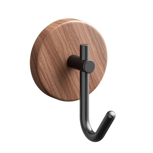 Walnut Wood Wall <b>Hook</b> Round Minimalist Self <b>Adhesive</b> Coat <b>Hook</b> For Bedroom Entryway - Product Image 5