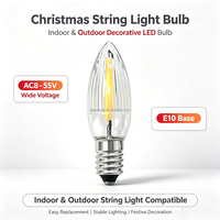 Ampoule LED à filament en verre rayé E10, AC8-55V, large plage de tension, remplacement pour guirlande lumineuse de Noël intérieure/extérieure