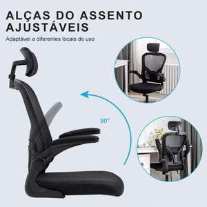 Cadeira De Escritorio Silla De Oficina De Malla Giratoria Ergonómica Cómoda De Altura Ajustable Con Tapicería De Malla Negro Mejor Precio - Product Image 4