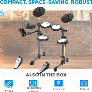 Batterie électronique IRIN, cinq tambours, pads en mesh, trois cymbales, avec casque, tabouret, batterie électronique <span class=keywords><strong>Bluetooth</strong></span> pour débutant - Product Image 5