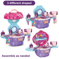 Coiffeuse pour enfants avec sèche-cheveux, accessoires cosmétiques, ensemble de maquillage, kit de jeu de rôle en plastique, cadeau pour filles