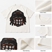 T-shirt graphique en coton épais pour homme avec logo personnalisé OEM, noir, surdimensionné, streetwear, imprimé cartoon, tee-shirt streetwear
