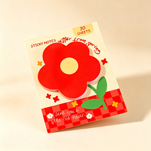 Bloc de Notas Adhesivas con Diseño de Flores Rojas, 30 Hojas, Autoadhesivas - Product Image 2