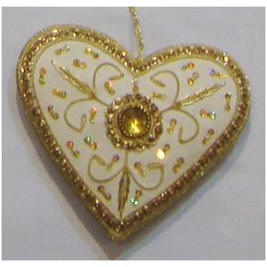 Christmas Hanging Ornament Heart Shape Popular Embroidery Work - Product Image 1