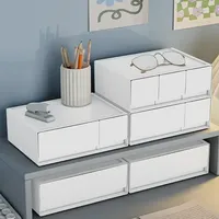 Tiroir de rangement de bureau empilable en gros, organisateur de papeterie modulaire direct usine, fournitures de bureau en plastique blanc pour la maison