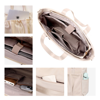 Sac fourre-tout pour ordinateur portable en nylon imperméable pour femmes, sac à bandoulière pour ordinateur, sac à main multi-poches pour le travail au bureau avec sangle de bagage