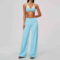 Ensemble de shorts de yoga évasés contrastants pour femme, taille haute, effet push-up, séchage rapide, respirant, 2 pièces, tenue de sport transfrontalière
