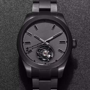 2025 montre mécanique de luxe haut de gamme pour hommes, montre mécanique simple Tourbillon tout noir - Product Image 1