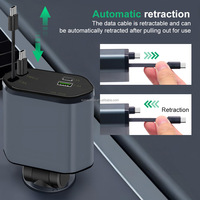 Nouveau chargeur de voyage universel 4-en-1 pour voitures, charge rapide, câble rétractable, affichage numérique, chargeur de voiture Type-C, sortie 5V/3A