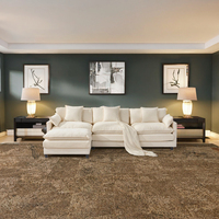 Ensemble de canapés modulaires en tissu chenille compressé de luxe, design moderne, nouveau, pour salon, en forme de L, accoudoirs carrés, coussin