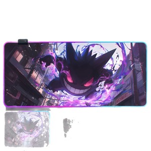 Tapis de souris de jeu RGB, grand tapis de bureau lumineux à LED avec design anime, base en caoutchouc antidérapante personnalisable pour PC - Product Image 2