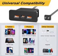 Station de charge USB encastrée 3 en 1 avec PD 20W USB-C prise multiprise charge rapide montée dans un canapé de bureau