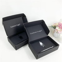 Boîte d'expédition en carton ondulé noir avec logo personnalisé, emballage écologique pour vêtements, soins de la peau, produits vestimentaires