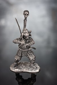 Souvenir in resina guerriero giapponese con spada e Sashimono figure medievali <span class=keywords><strong>Samurai</strong></span> soldatini 5.4cm - Product Image 2