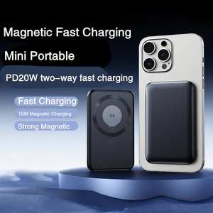 Produit le plus vendu PowerBank magnétique puissant 5000mAh rapide sans fil 15W batterie portable USB-C sortie PD20w batterie externe mince - Product Image 2