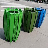 Poubelle extérieure en métal de couleur personnalisée, bac à déchets décoratif pour parc, jardin, place publique, aménagement paysager commercial
