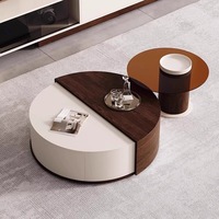 Ensemble de meuble TV moderne en bois de luxe et table basse ronde avec rangement, meubles de salon, design créatif, élégant et unique
