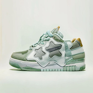 Nouvelle étoile <span class=keywords><strong>pain</strong></span> chaussures femmes bas haut fond épais en cuir blanc chaussures avant à lacets sport décontracté conseil chaussures - Product Image 4
