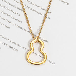 Français ins niche simple chanceux Fu Lu creux <span class=keywords><strong>gourde</strong></span> collier femme pendentif titane <span class=keywords><strong>acier</strong></span> 18K collier en or - Product Image 3