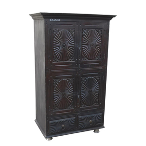 Haswani Handicrafts Premium Hand Carved Solid Wooden Almirah Vintage Traditional <b>Storage</b> Design - Product Image 1