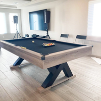 Vente en gros de table de billard marron avec finition rustique pieds en forme de K coussins en MDF pour usage domestique